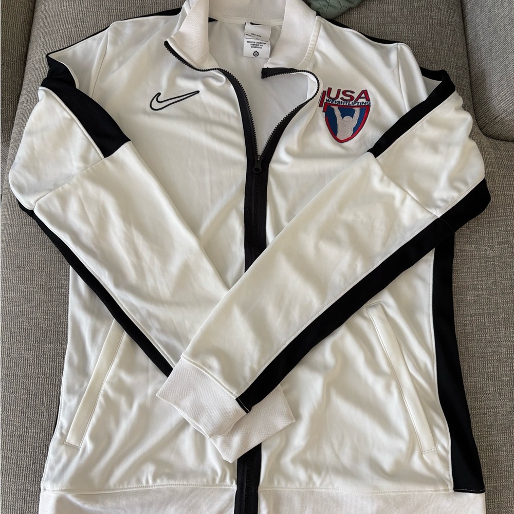 USAW Nike Women's White and Black Bomber Jacket